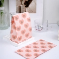 Pink checkered mini paper gift bag featuring cute brown bear and heart patterns - Bear with Heart
