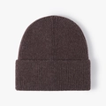 Dark coffee ribbed knit beanie featuring a thick cuffed design for winter warmth - One Size / Dark Coffee