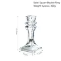 Square double ring crystal glass candle holder with transparent luxury finish - Square Double Ring