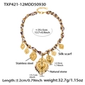 Dettaglio di collana bohémien con sciarpa di seta leopardata e ciondoli a cuore dorati - Collana (TXP421-12)
