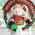 Couronne de Noël bonhomme de neige avec écharpe tricotée et panneau Let It Snow décoratif - Bonhomme de neige