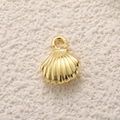 Exquisite 18K gold plated shell pendant charm with ribbed texture for DIY jewelry making - A0768 Striped Shell