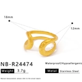 Detalles del anillo dorado irregular de acero inoxidable, impermeable e hipoalergénico - Anillo de Acero Inoxidable de Onda Irregular (NB-R24474)