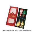 Golden Christmas spoon and fork set with Santa and tree motifs in a red gift box - Big Figure Style A 2PCS Set / Silver