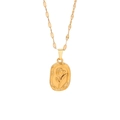 Golden stainless steel necklace featuring an oval pendant with embossed tulip floral detail - Tulip Relief Oval Plaque Style (8#)