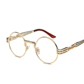 Occhiali steampunk tondi in metallo dorato con aste a spirale e punte tartarugate - Montatura Oro Lente Chiara C10