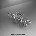 Silver liquid metal hair claw clip with futuristic fluid design 11.5cm variant - Liquid Metal Irregular Style / Large / Silver