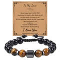Tiger eye and magnetic bead bracelet on a 'To My Love' message card gift set - To My Love