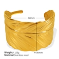 Golden feather cuff bracelet in stainless steel with 60mm diameter and 41.8g weight - Gold [Feather Style]