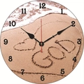 Silent vintage wood wall clock with heart beach and GOD text pattern on dial - Beach Heart God