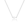 Minimalist silver stainless steel necklace with horizontal cross pendant on white background - Single Layer Sideways Cross Steel Color