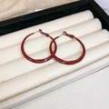 Detail van rode vintage oorringen met gedraaid ontwerp gepresenteerd in een sieradendoos - Rode Metaal Geschilderde Ring (24# Zilveren Pin)