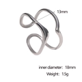 Detailed size chart for minimalist wavy double-layer ring with 18mm inner diameter - Adjustable Open / Steel