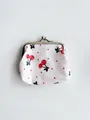 3-inch coin purse with glitter cherry print and silver metal kiss lock closure - Cherry - White / 9x8x2cm