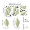 Glow-in-the-dark Halloween ghost window stickers set with sizes for 26 pieces - Luminous Ghost & Bat Combination (CT24Y11871C_T) / 20x30cm (3 Sheets Set)