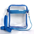 Detail of transparent PVC shoulder bag with blue trim and adjustable strap features - 20*15*4.6cm / 40 Silk Small / Blue