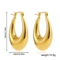 Detailed view of chunky 18K gold plated hoop earrings with 34mm size specifications - Thick Teardrop Style