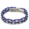 Bracelet pour homme en acier inoxydable style chaîne de vélo bicolore argent et bleu - Acier inoxydable / Style Argent et Bleu (KB80119-BD)