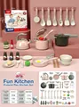 31-piece pink play kitchen toy set with pots, pans, utensils, and food accessories - 32PCS Pink Cookware Set