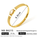Bracelet en acier inoxydable plaqué or 18k avec zircon émeraude et émail blanc - Style Émail Zircone Ovale (NB-B6215)