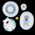 DIY silicone mold set featuring West Highland dog and polar bear shapes for resin crafts - 7# Set (Duck + Teddy + Ring)