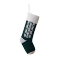 Calza di Natale in maglia verde scuro con fiocchi di neve bianchi e anello per appenderla - Verde Scuro/Avorio