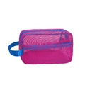 Rose red mesh beach bag with blue zipper handle for kids toy storage and organization - Dopamine Toiletry Bag Rose Red 22x16x7cm