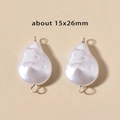 Irregular baroque pearl pendant in pearly white with silver metal ring 15x26mm - 9# Baroque Pearl (15x26mm) / Steel