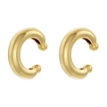 Dettaglio macro di earcuff dorati a forma di C con finitura a specchio e sfere - Stile a Doppia Sfera Rotonda / Oro