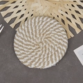 Handwoven round cotton rope coaster in beige and white spiral textured pattern - White & Coffee Mixed