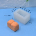 Dettaglio dello stampo in silicone per toast 7,4x4,8cm con dimensioni e prodotto finito - Forma di Toast Pan di Spagna