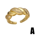Anillo de doble capa chapado en oro bicolor con circonitas y diseño de cuerda - Estilo de Cuerda Retorcida con Pavé (A)