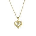 18k gold plated brass heart necklace featuring an engraved letter K and sparkling crystals - Necklace K
