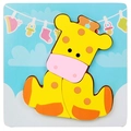 Educational 3D wooden puzzle for toddlers featuring a cute yellow giraffe design - 3D Jigsaw-Giraffe (JM立体-长颈鹿)