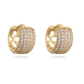 Chic 18K gold plated hoop earrings with micro-pave white zircons and hollow patterns - Gold Back Hollow C-Shape