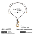 Collier à pendentif creux en acier inoxydable argenté avec chaîne réglable de 80cm - Style Ovale Doré (JDN2408007)