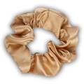Champagne gold satin scrunchie with silky luster and pleated texture for hair - Champagne