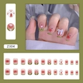 Press-on-Nägel mit rosa Verlauf, grünen French-Tips und weißen 3D-Schleifen - Z304 Üppiges Grün