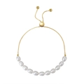 Bracelet ajustable en argent S925 doré orné de perles d'eau douce baroques naturelles - Bracelet Réglable 11 Perles Doré (GPB13)