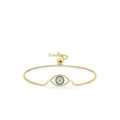 Golden Evil Eye bracelet with blue crystal and adjustable bolo clasp for women - 925 Silver / Gold