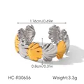 Detailed view showing width and diameter measurements of this gold and silver shell ring - Two-tone Alternating Shell Style (HC-R30656)
