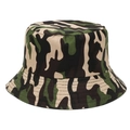 Detailed view of forest camouflage pattern and stitching on a breathable sun bucket hat - M (56-58cm) / Army Green-No.1