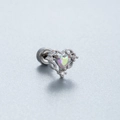 Clou d'oreille cœur argenté avec opale irisée et zircons cubiques scintillants - Style Cœur Irisé (A77-5#)