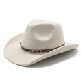 Classic western beige suede cowboy hat with brown studded leather band for men and women - M(56-58cm) / Beige