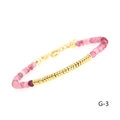 Detailed view of pink chalcedony and gold beads bracelet with adjustable lobster clasp - Strawberry Quartz Flat Bead