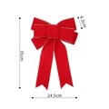 Nœud de Noël en velours rouge avec bordures dorées, dimensions 35cm de haut par 24,5cm - Bord Surjeté Noeud à 7 Oreilles / 35cm x 24.5cm