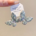 Elegante Schmetterlingsohrringe aus 925er Silber mit hellblauen Zirkonsteinen und Diamanten - Silberstift Schmetterling