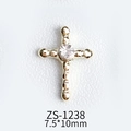 Charm unghie a croce dorata con diamante in cristallo, misura 7,5x10mm per manicure - ZS-1238 / Oro