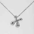 Minimalist silver bubble X-shaped letter necklace pendant with polished mirror finish - Silver-Letter X