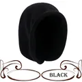 Women's black knit beanie scarf combo made of soft cashmere-like material - Black
